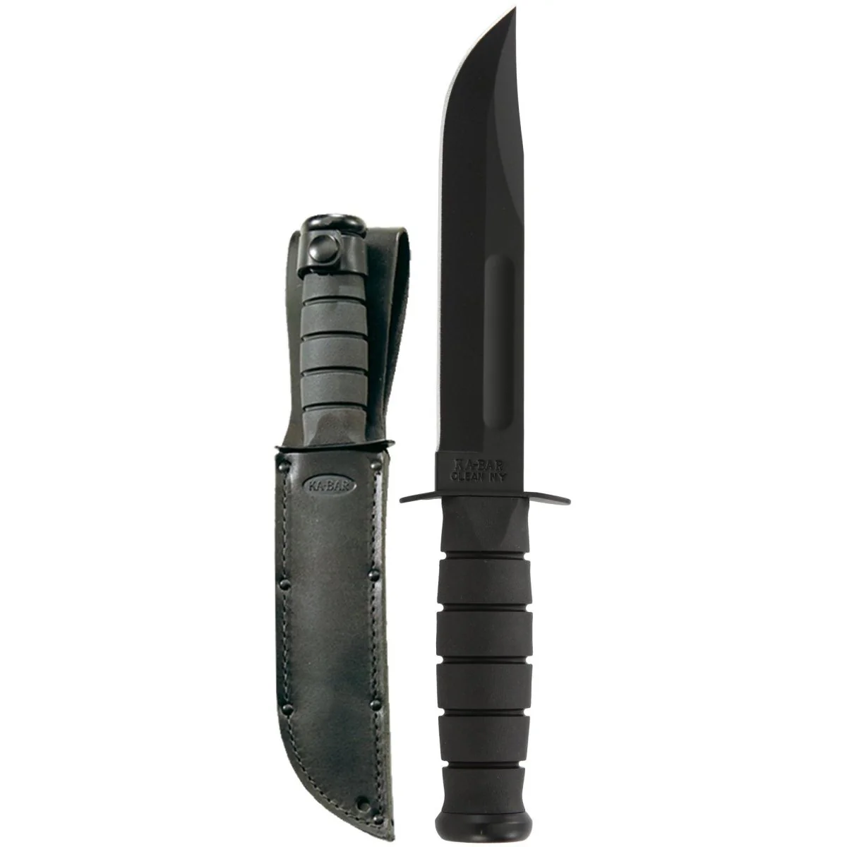 KA-BAR 7" Fixed Blade Full-Size Straight Edge Utility Knife w/ Sheath - Black - Image 2