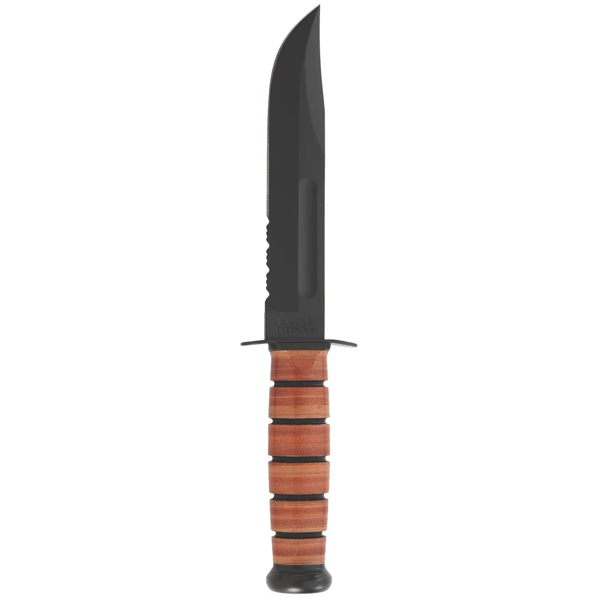 KA-BAR 7" Fixed Blade USMC Serrated Edge Utility Knife w/ Sheath - Brown
