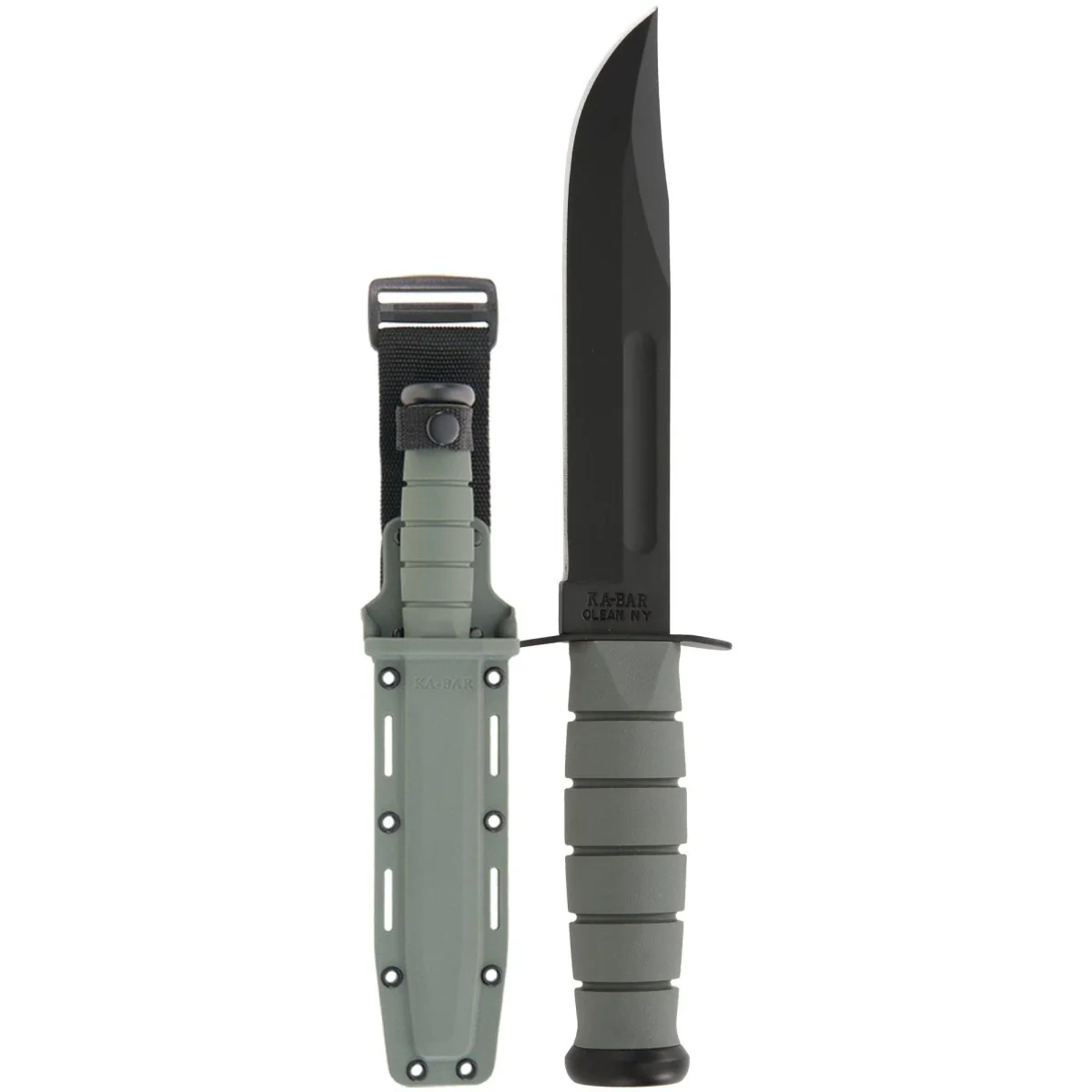 KA-BAR 7" Fixed Smooth Edge Blade Full Size Knife w/ Sheath - Foliage Green - Image 2