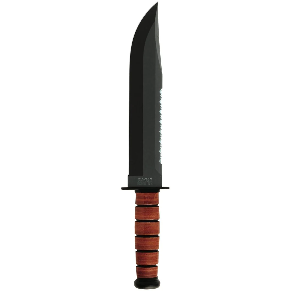 KA-BAR 9.375" Fixed Blade Big Brother Top Edge Serrated Knife w/ Sheath - Brown - Image 2