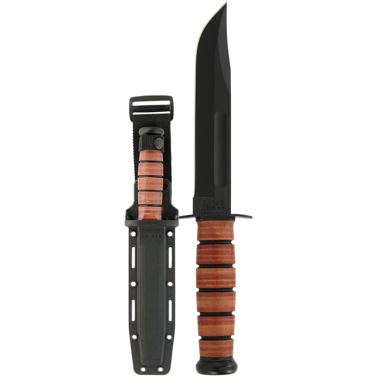 KA-BAR US Navy Straight Edge 7" Fixed Blade Knife w/ Sheath - Brown - Image 2
