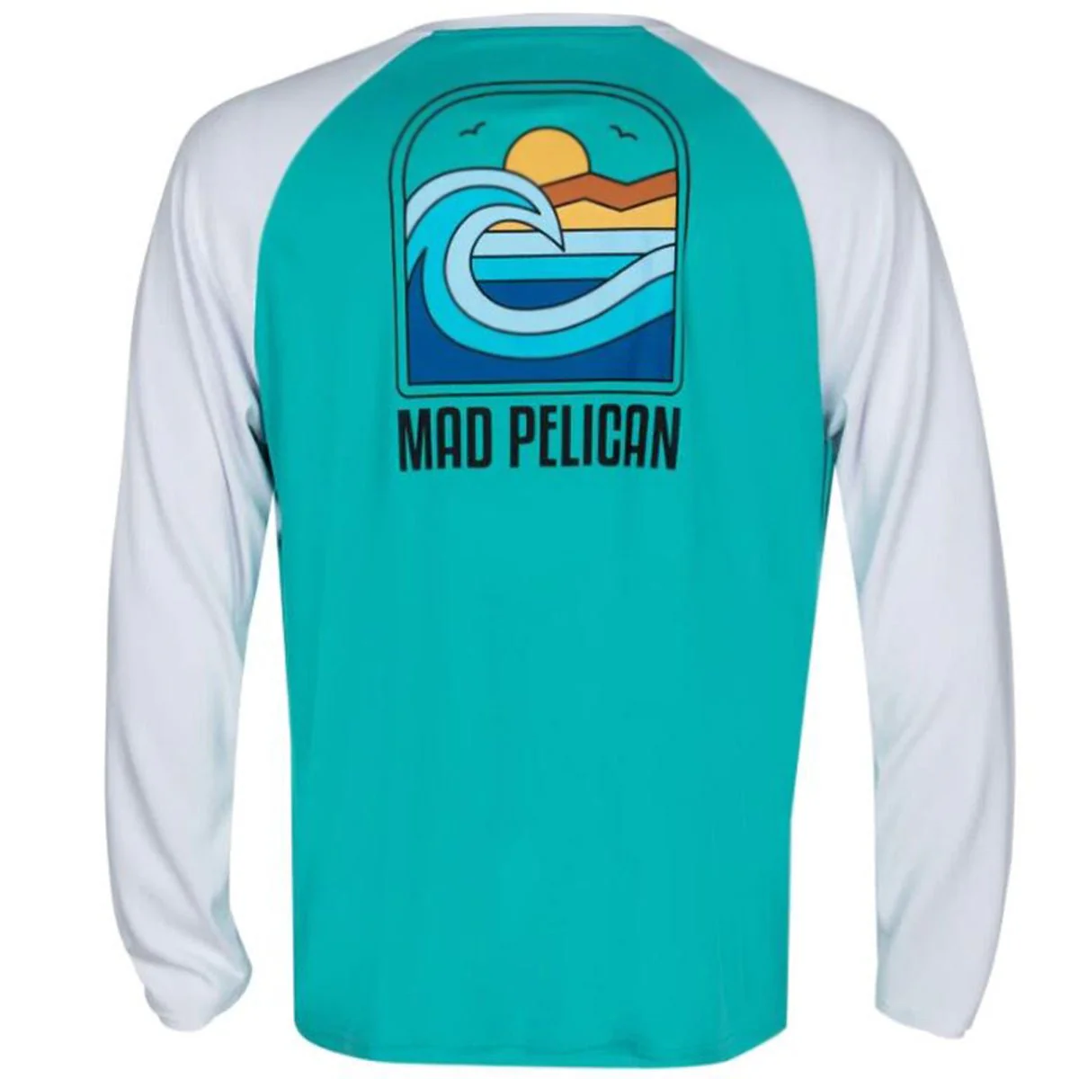 Mad Pelican Block Wave Sun Kicker Raglan UV Long Sleeve T-Shirt - Bright Aqua - Image 2