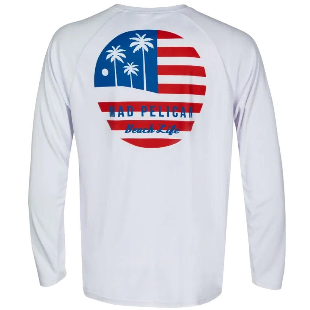 Mad Pelican Circle Palm Flag Sun Kicker Raglan UV Long Sleeve T-Shirt - White - Image 2