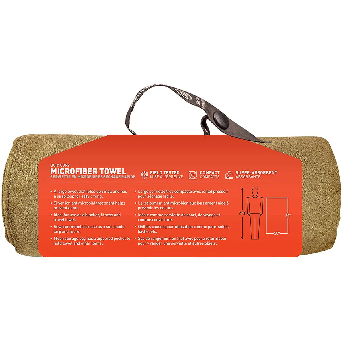McNett Tactical Microfiber Ultra Compact Towel - Coyote - Image 2