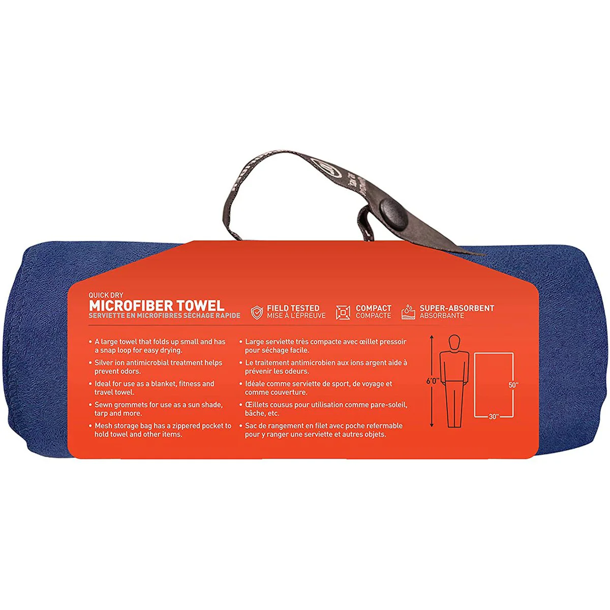 McNett Tactical Microfiber Ultra Compact Towel - Navy Blue - Image 2