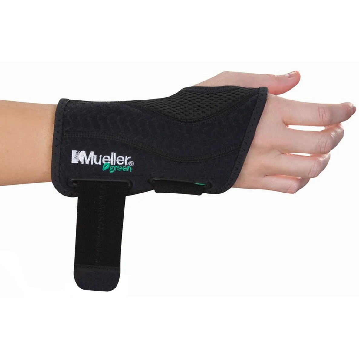 Mueller Green Fitted Right Hand Wrist Brace - Black