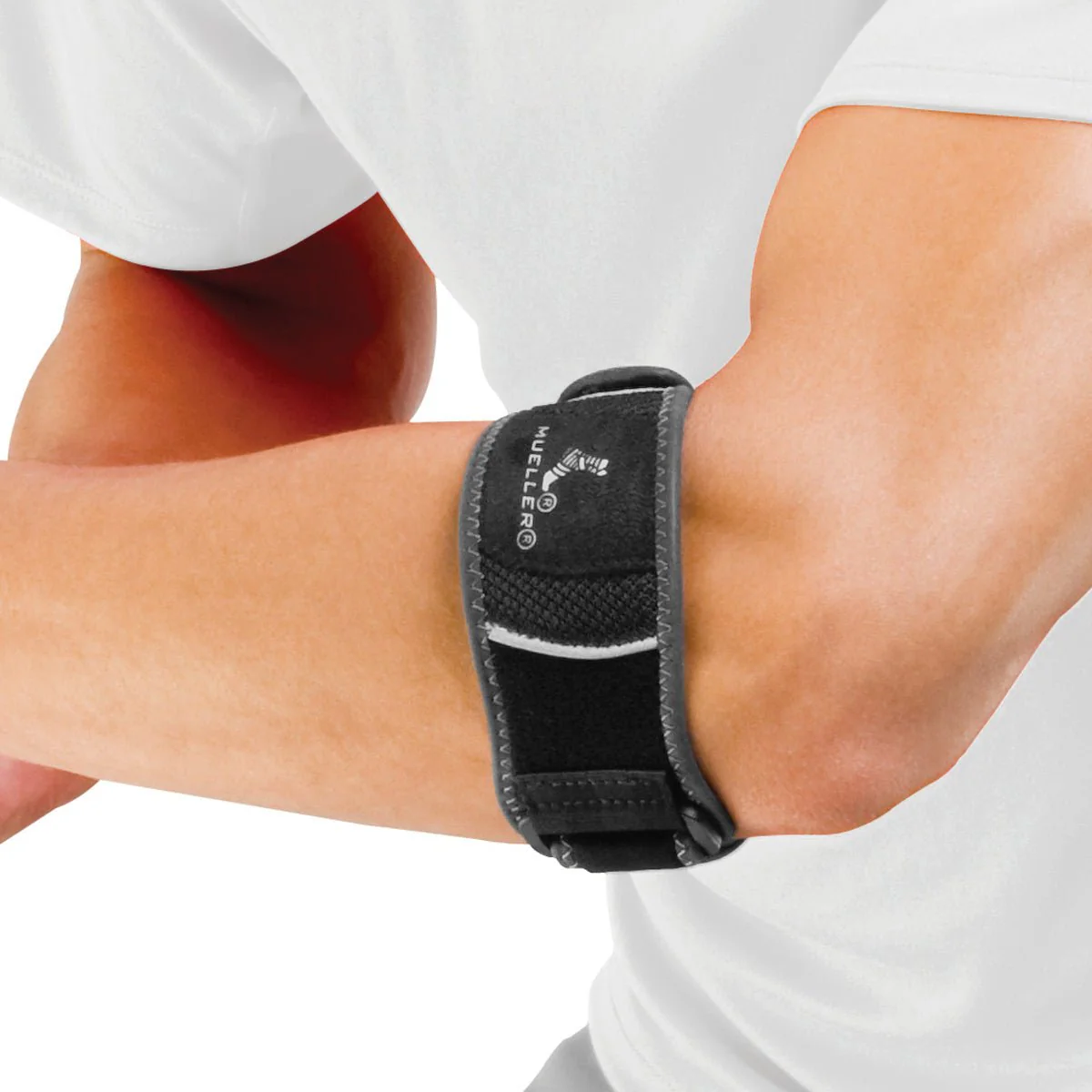 Mueller HG80 Premium Latex & Neoprene-Free Tennis Elbow Brace - L/XL -Black/Gray