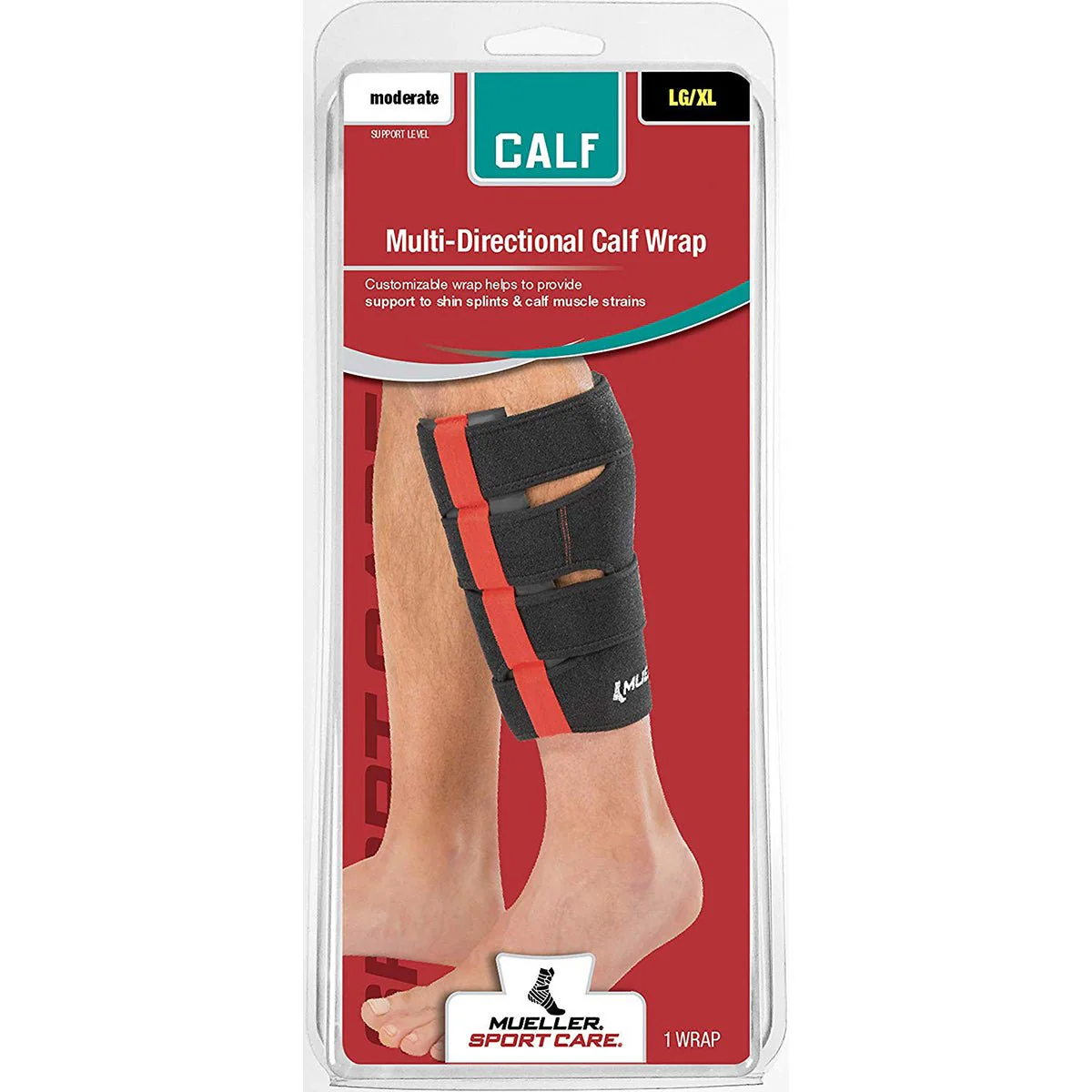 Mueller Multi-Directional Calf Wrap - L/XL - Black/Red - Image 3