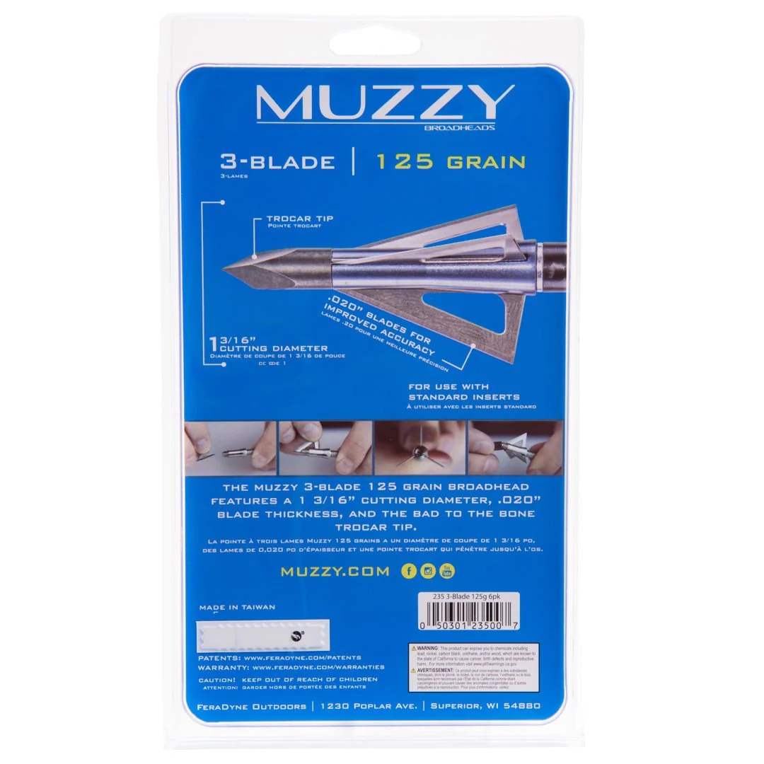 Muzzy 3-Blade Screw-In Broadhead 6-Pack - 125 Grain - Image 3
