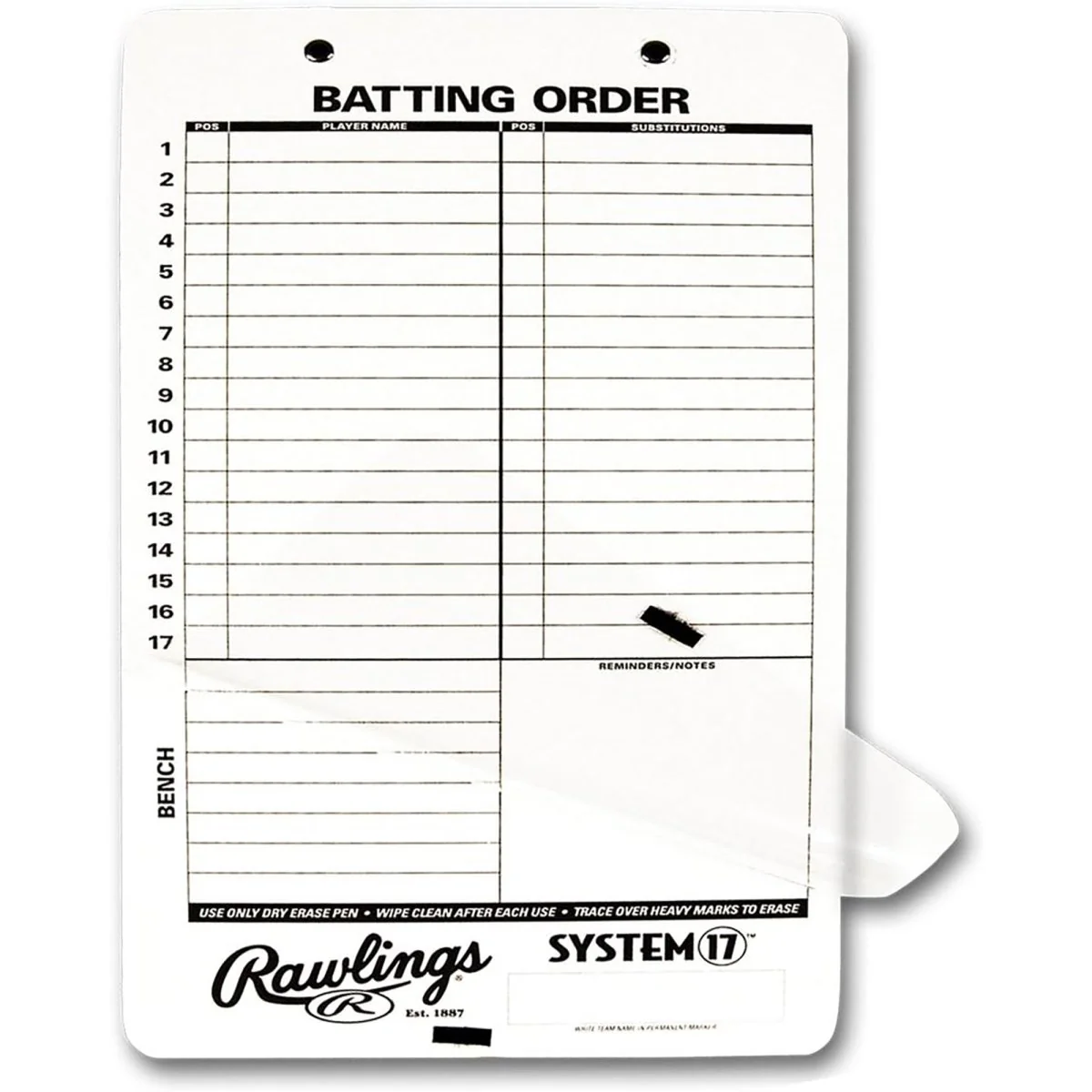 Rawlings System-17 Dry Erase Baseball/Softball Coach Clipboard - Image 2