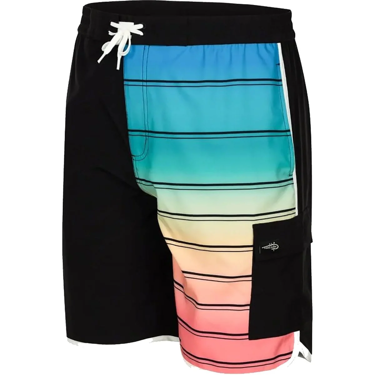 Reel Life Bal Harbor Rainbow Stripe Boardwalk Shorts - Anthracite - Image 2