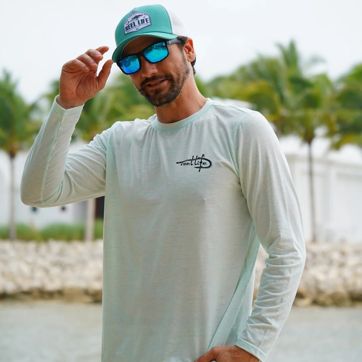 Reel Life Coastal Performance Reel Flats Fishing Long Sleeve T-Shirt- Misty Jade - Image 3