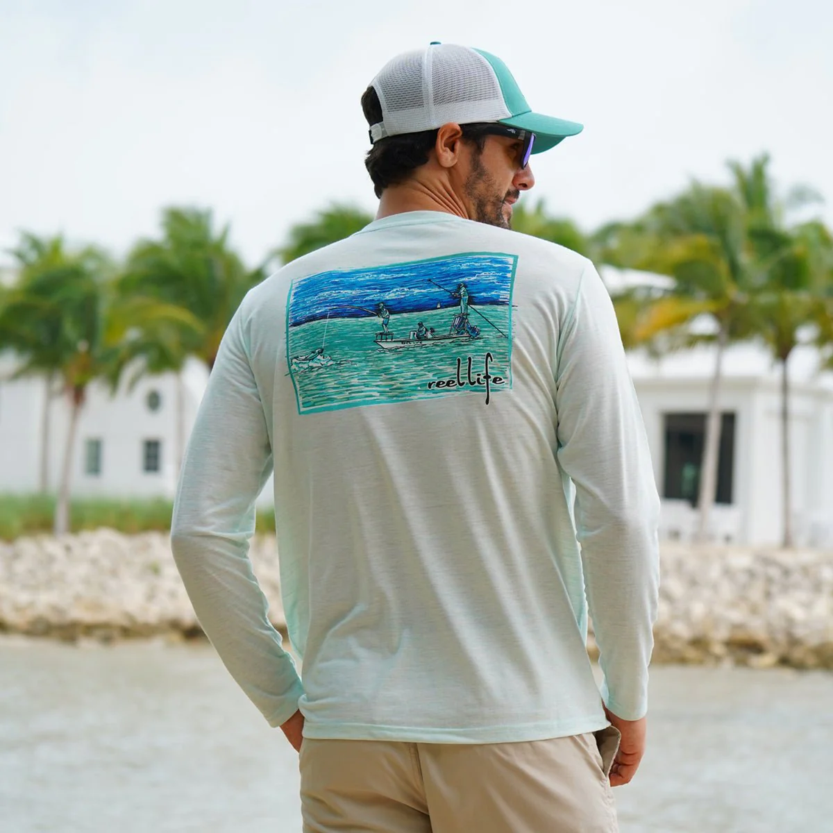 Reel Life Coastal Performance Reel Flats Fishing Long Sleeve T-Shirt- Misty Jade - Image 4