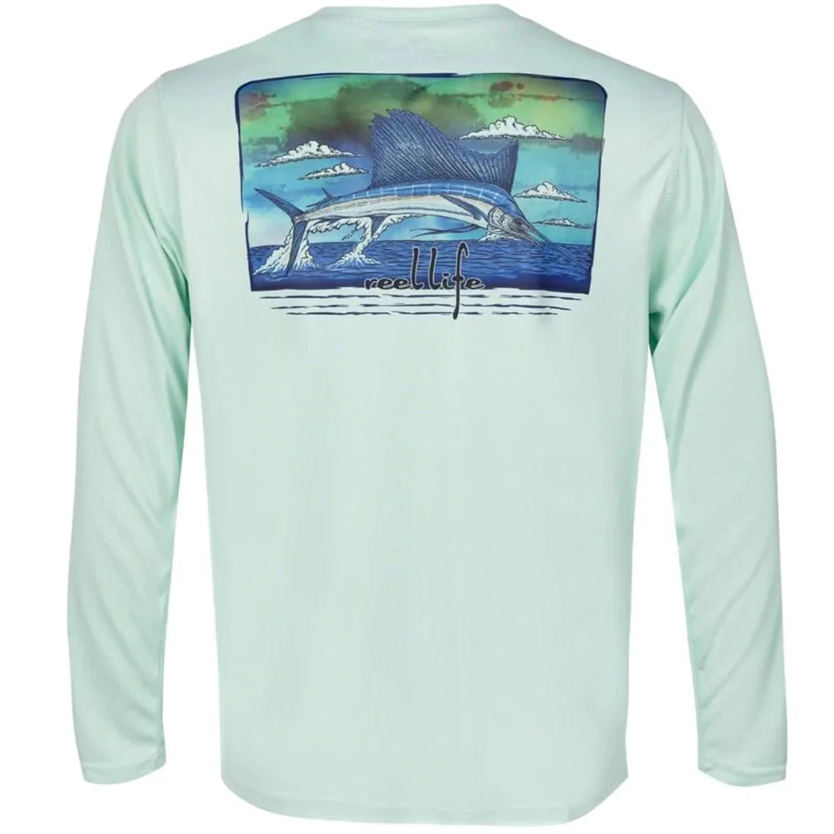 Reel Life Color Splash Sail UV Long Sleeve Performance T-Shirt - Misty Jade - Image 2