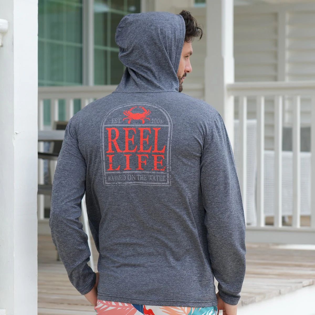 Reel Life Destin Heathered Pullover Hoodie - Anthracite - Image 4