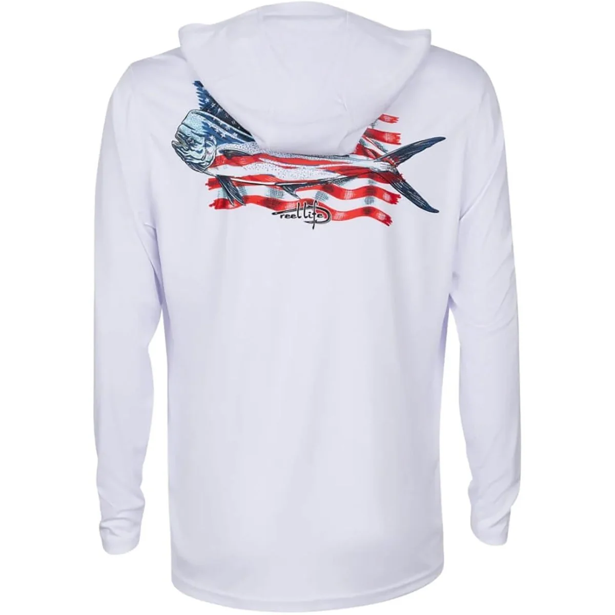 Reel Life Jax Beach USA Mahi UV Pullover Hoodie - Brilliant White - Image 3