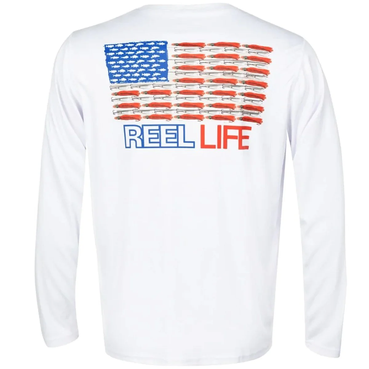 Reel Life Merica UV Long Sleeve Performance T-Shirt - White - Image 3
