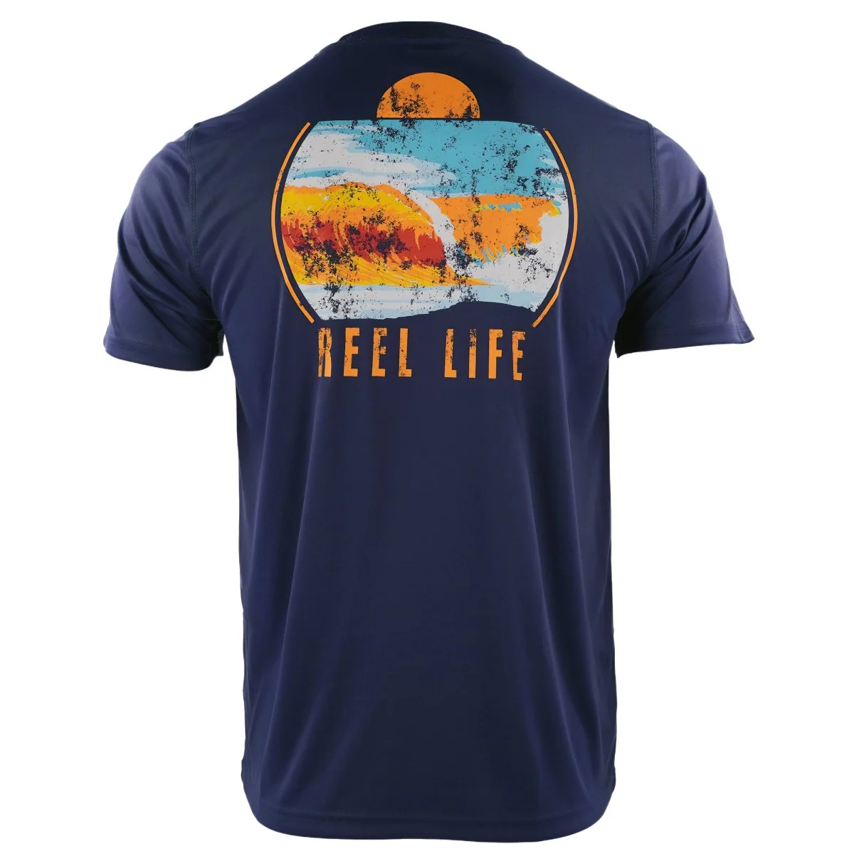 Reel Life Sunset Waves UV T-Shirt - Dress Blues - Image 2