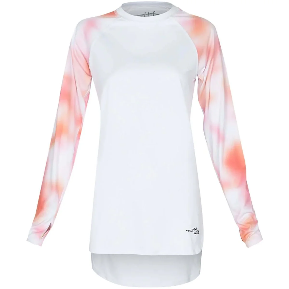 Reel Life Women's Waterlily Cloud Dye UV Long Sleeve Cover Up - Brilliant White