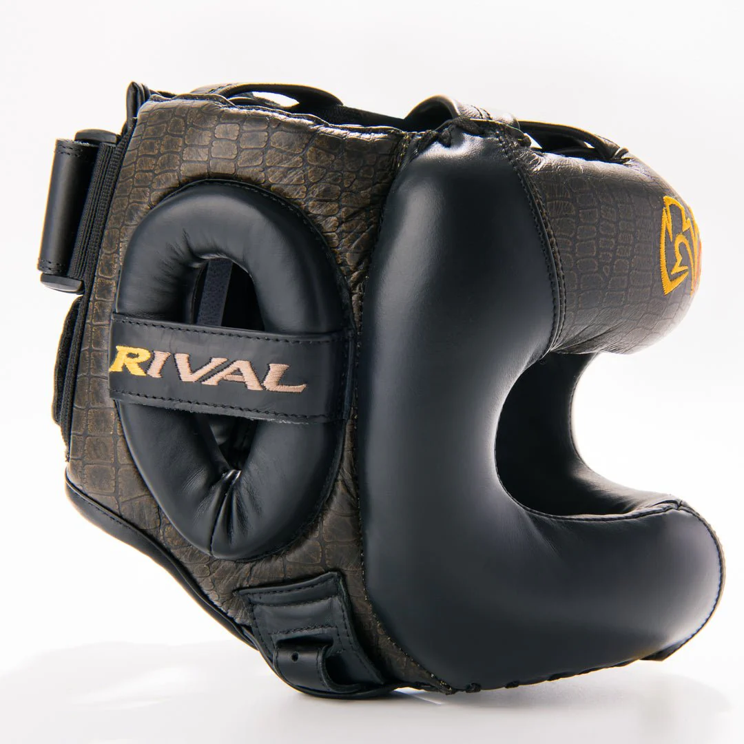 Rival Boxing Guerrero Facesaver Headgear, Crocodile/Black - Image 2