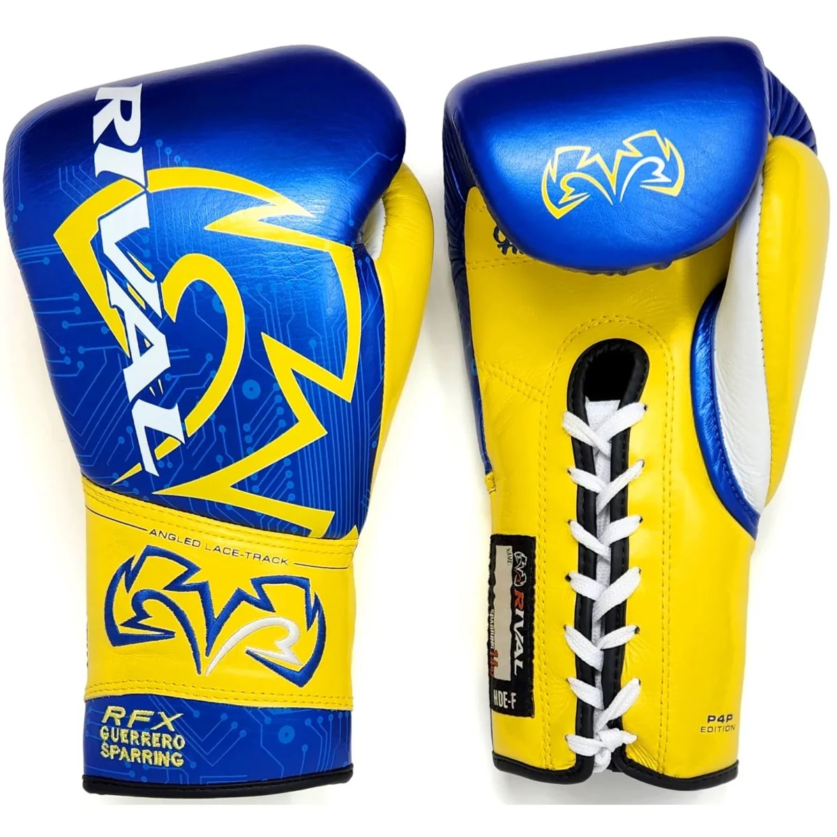 Rival Boxing RFX-Guerrero Sparring Gloves P4P Edition - 12 oz. - Blue/Yellow - Image 2
