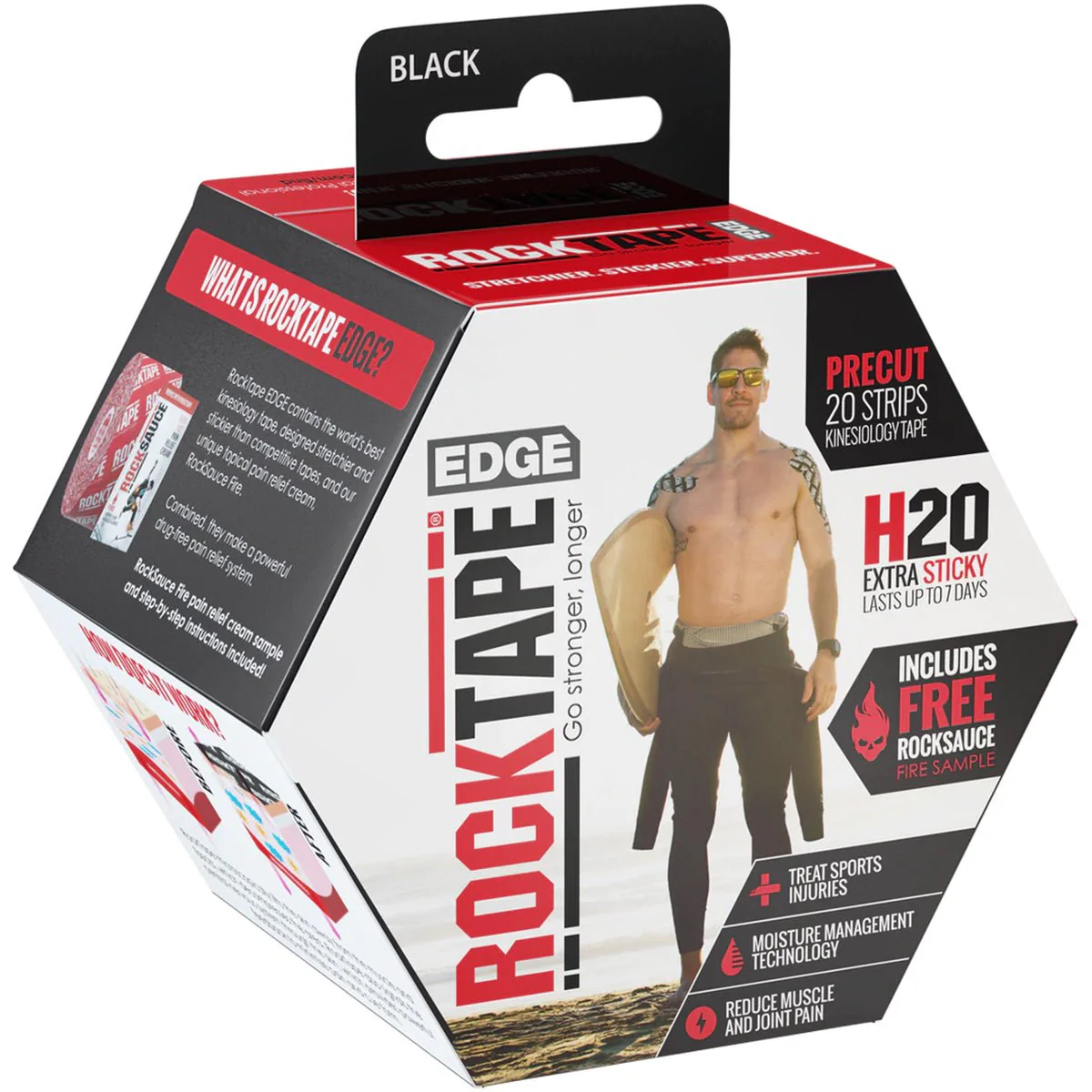 RockTape H2O Edge 10" Precut Kinesiology Tape - 20 Strips - Image 3