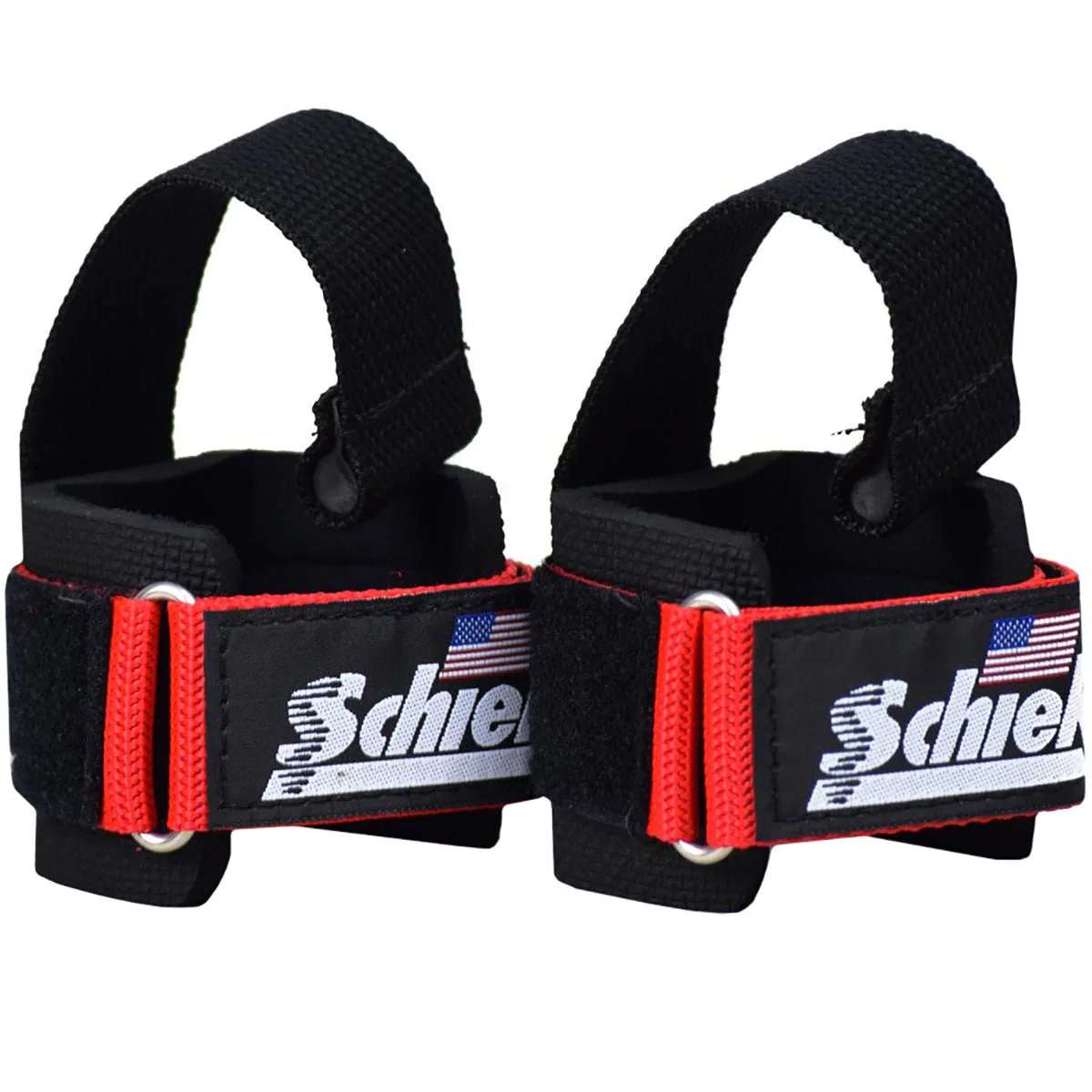 Schiek Sports Model 1000-DLS Deluxe Dowel Lifting Straps - Red - Image 2
