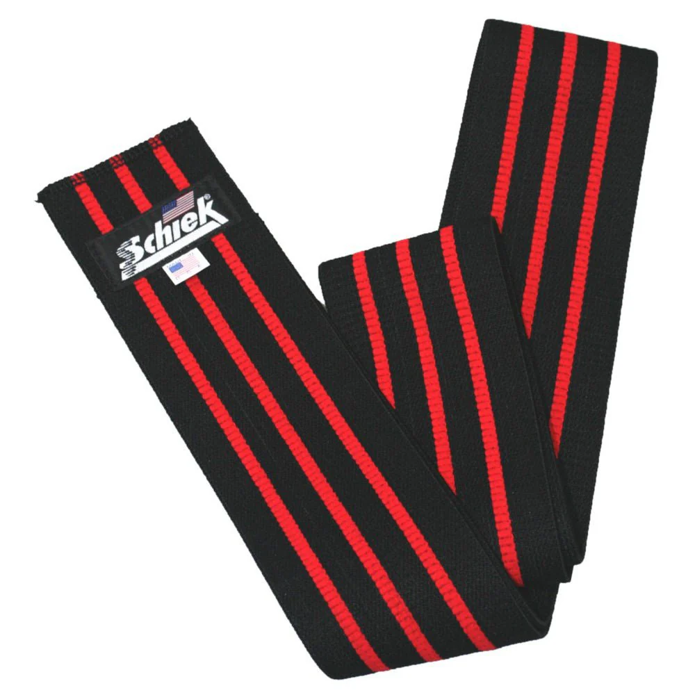 Schiek Sports Model 1178 Black Line 78" Hook and Loop Knee Wraps - Black/Red - Image 3