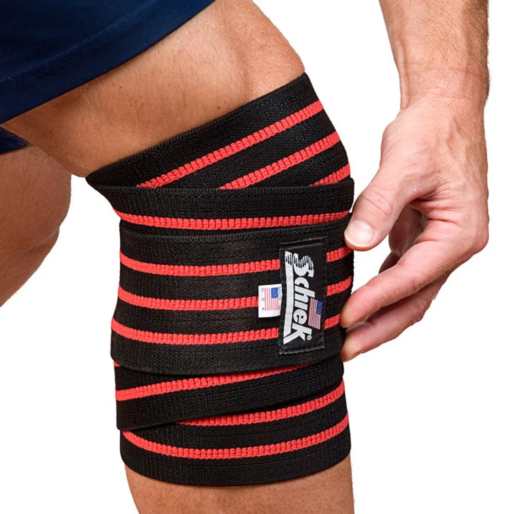 Schiek Sports Model 1178 Black Line 78" Knee Wraps - Black/Red