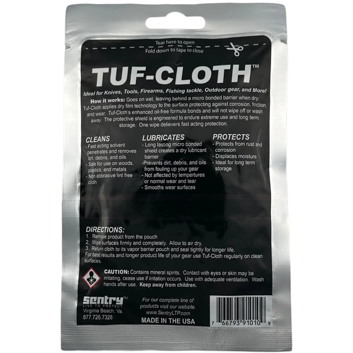 Sentry Solutions Tuf-Cloth Dry Lube Gun/Knife, 12" x 12" CLP in Pouch SS-TFCLTH - Image 2