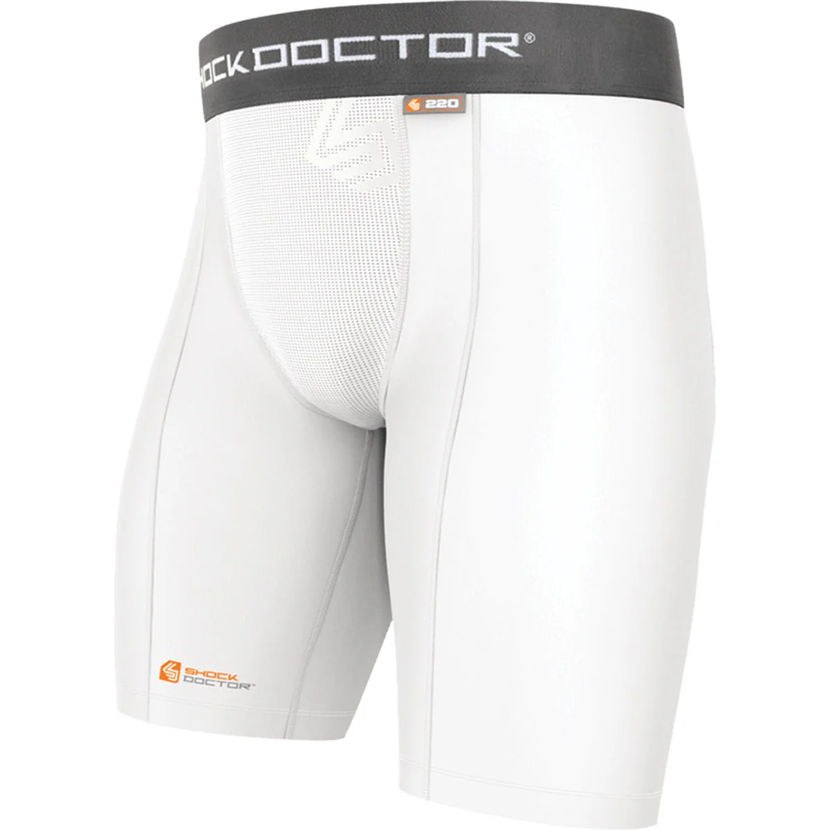 Shock Doctor Boy's Core Compression Shorts with Athletic Cup Pocket - White