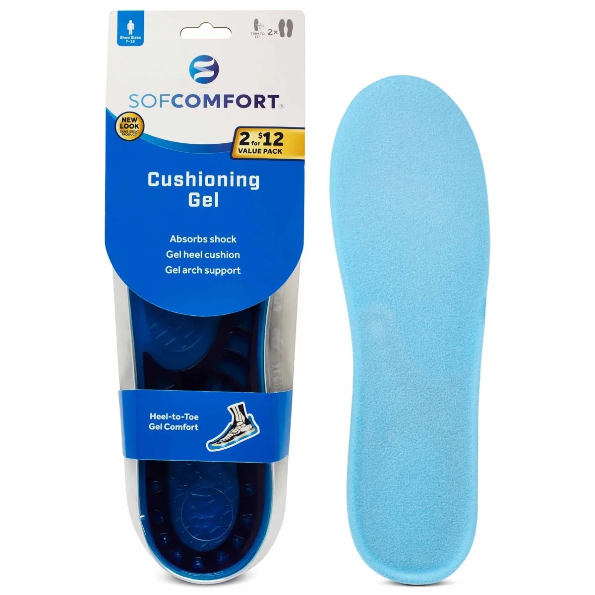 Sof Comfort Cushioning Gel Insole 2-Pack