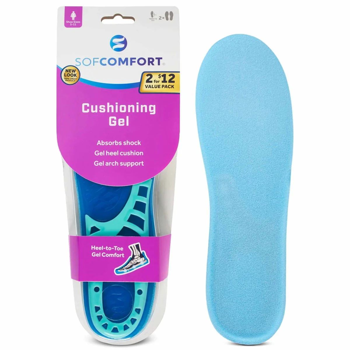 Sof Comfort Cushioning Gel Insole 2-Pack - Image 2