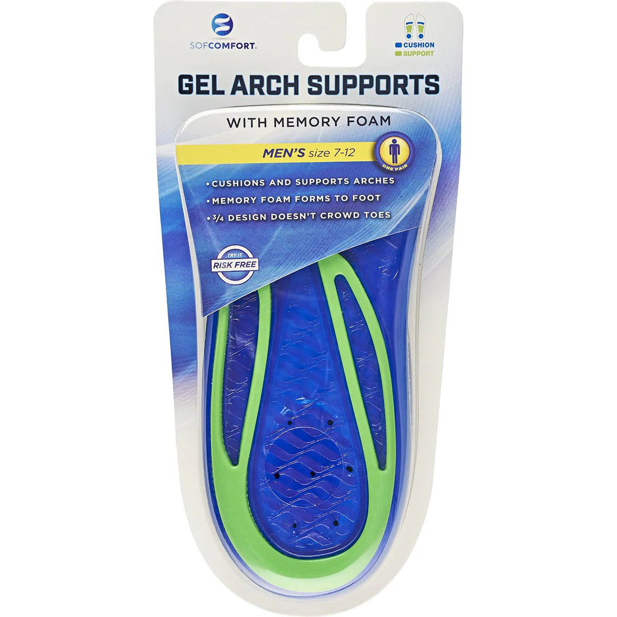 Sof Comfort Gel Arch Support Memory Foam Insole