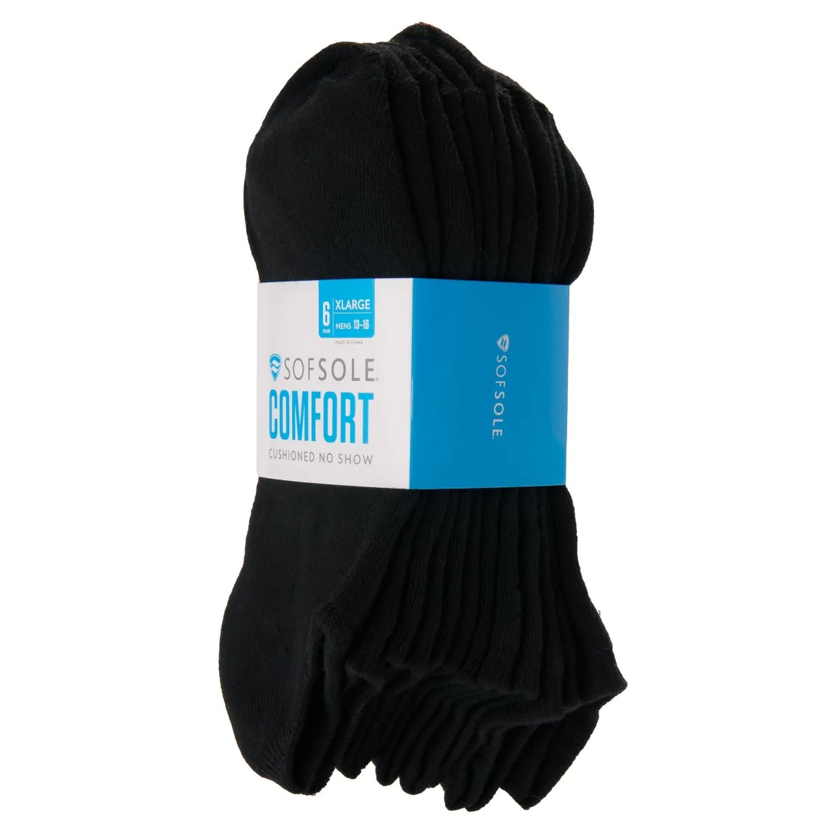 Sof Sole Comfort No Show Socks, Black, XLarge, 6 Pairs - Image 2