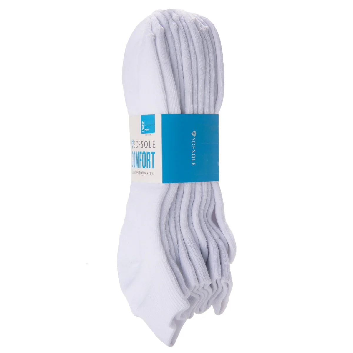 Sof Sole Comfort Quarter Socks, White, Xlarge, 6 Pairs - Image 2