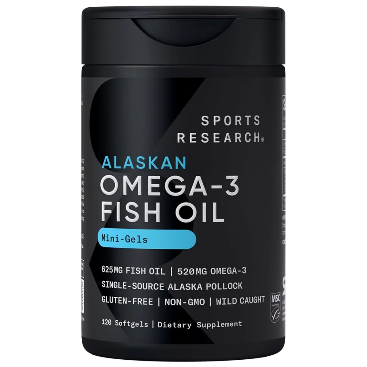 Sports Research Alaskan Omega-3 Fish Oil, Mini Gels, 625mg, 120 Softgels