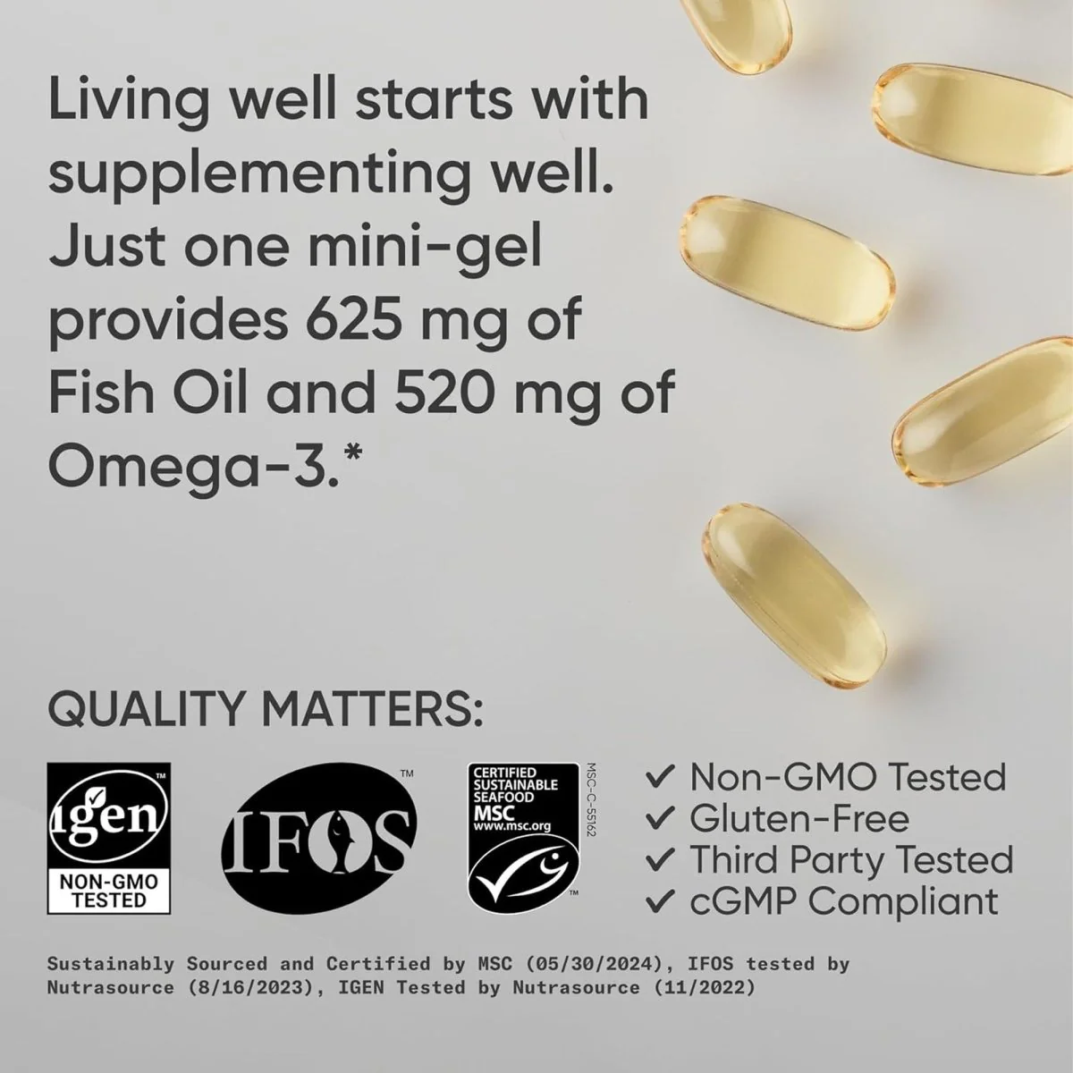 Sports Research Alaskan Omega-3 Fish Oil, Mini Gels, 625mg, 120 Softgels - Image 3
