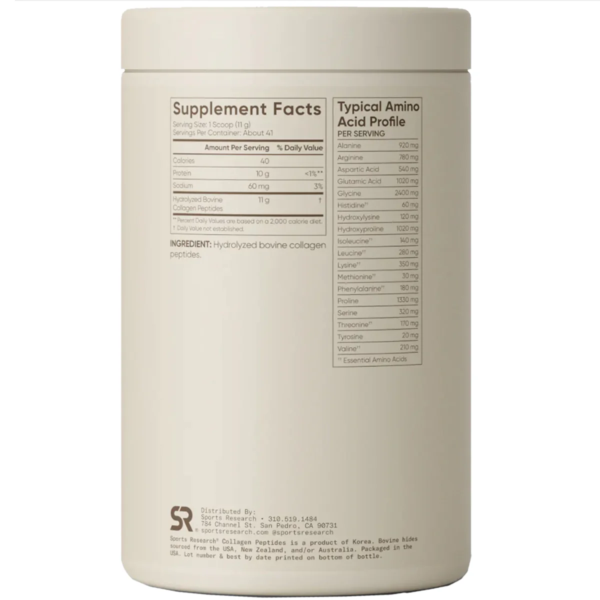 Sports Research Hydrolyzed Collagen Peptides Dietary Supplement - Unflavored - Image 2