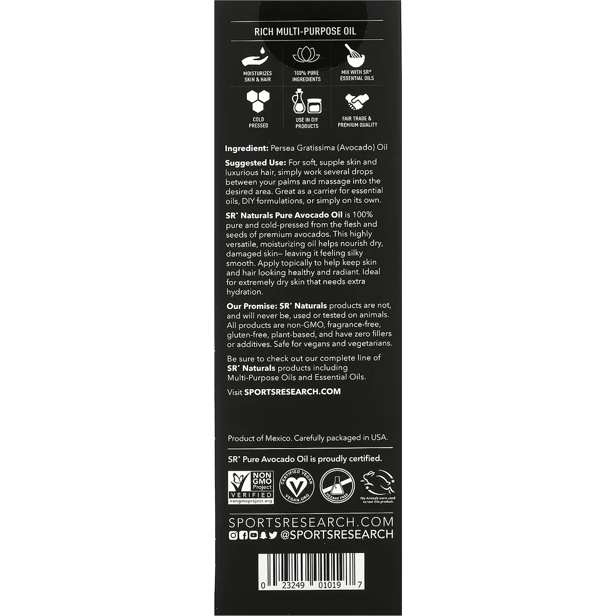 Sports Research Naturals 16 oz. Pure Avocado Multi-Purpose Oil - Image 3