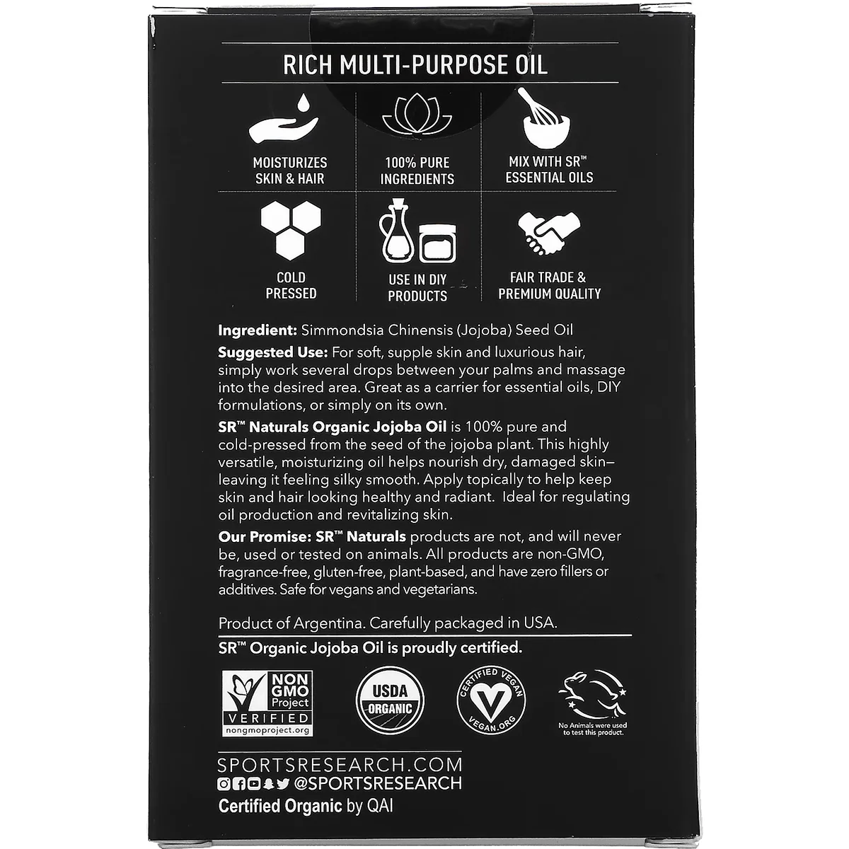 Sports Research Naturals 4 oz. Organic Jojoba Multi-Purpose Oil - Image 4