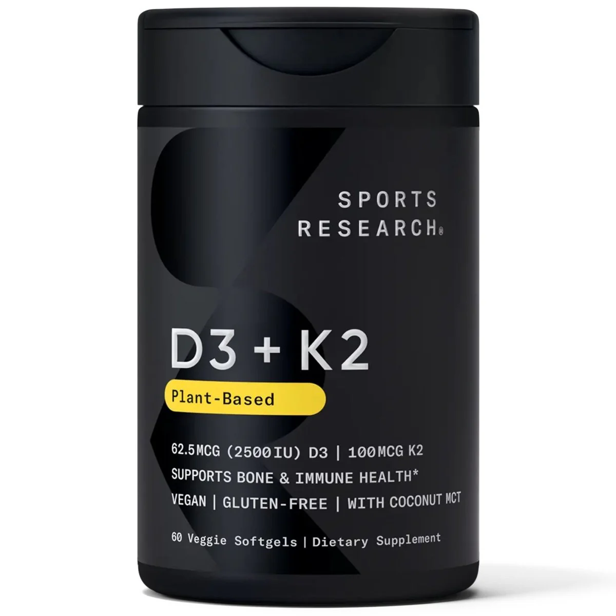 Sports Research Vegan D3 5000iu + Vitamin K2, 120 Veggie Softgels