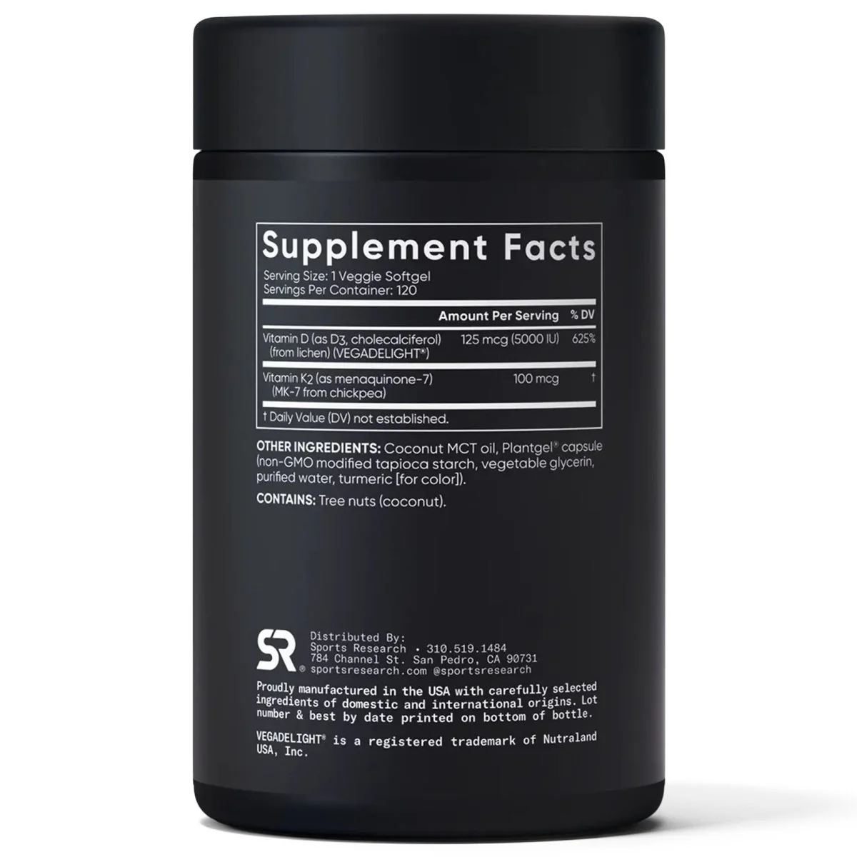 Sports Research Vegan D3 5000iu + Vitamin K2, 120 Veggie Softgels - Image 3
