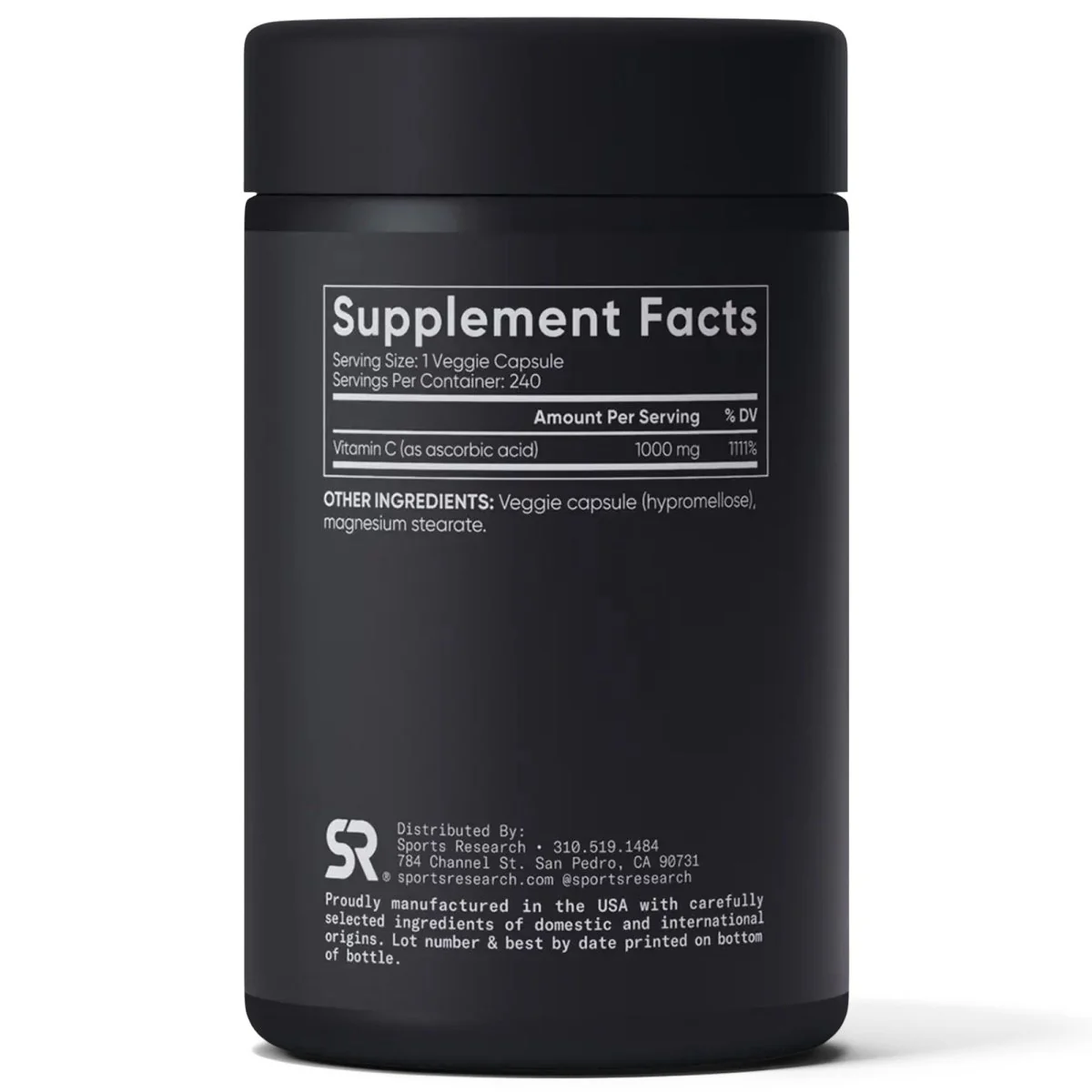 Sports Research Vitamin C, 1000mg, 240 Veggie Capsules - Image 3