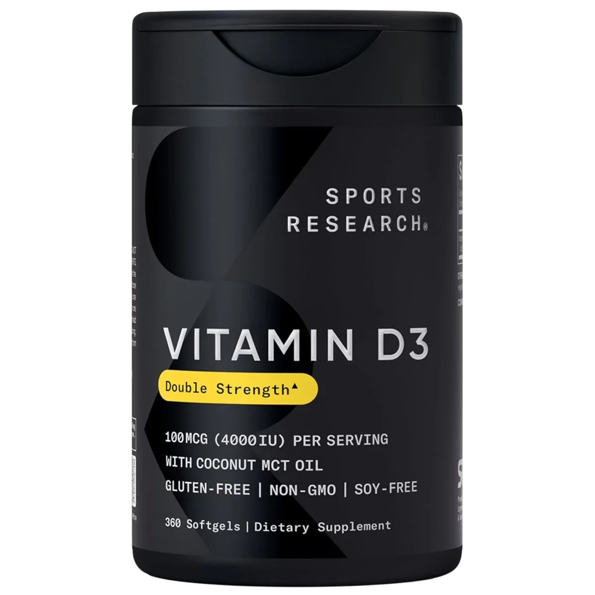 Sports Research Vitamin D3 WIth Coconut MCT Oil, 4000iu, 360 Softgels