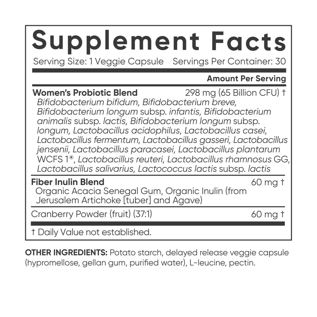 Sports Research Women's Probiotics Cranberry + Prebiotics - 30 Capsules - Image 2