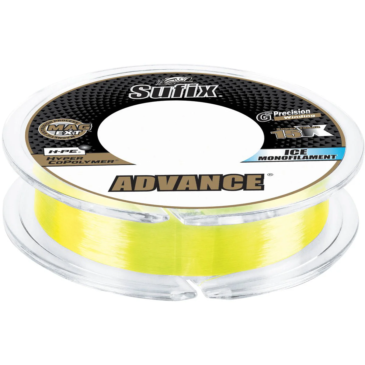 Sufix Advance Ice Monofilament Fishing Line, Neon Lime, 100 Yard Spool