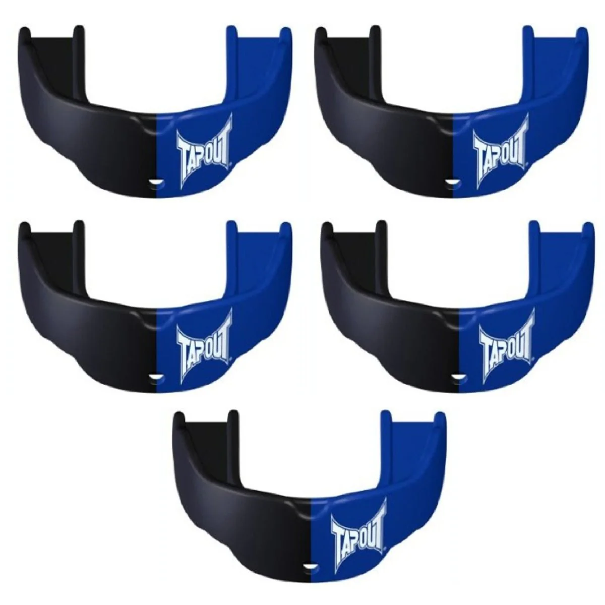 Tapout Adult Protective Sports Mouthguard with Strap 5-Pack - Blue/Black