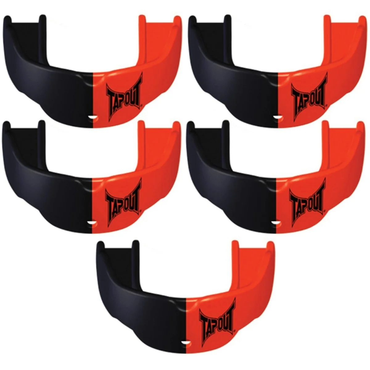 Tapout Adult Protective Sports Mouthguard with Strap 5-Pack - Orange/Black