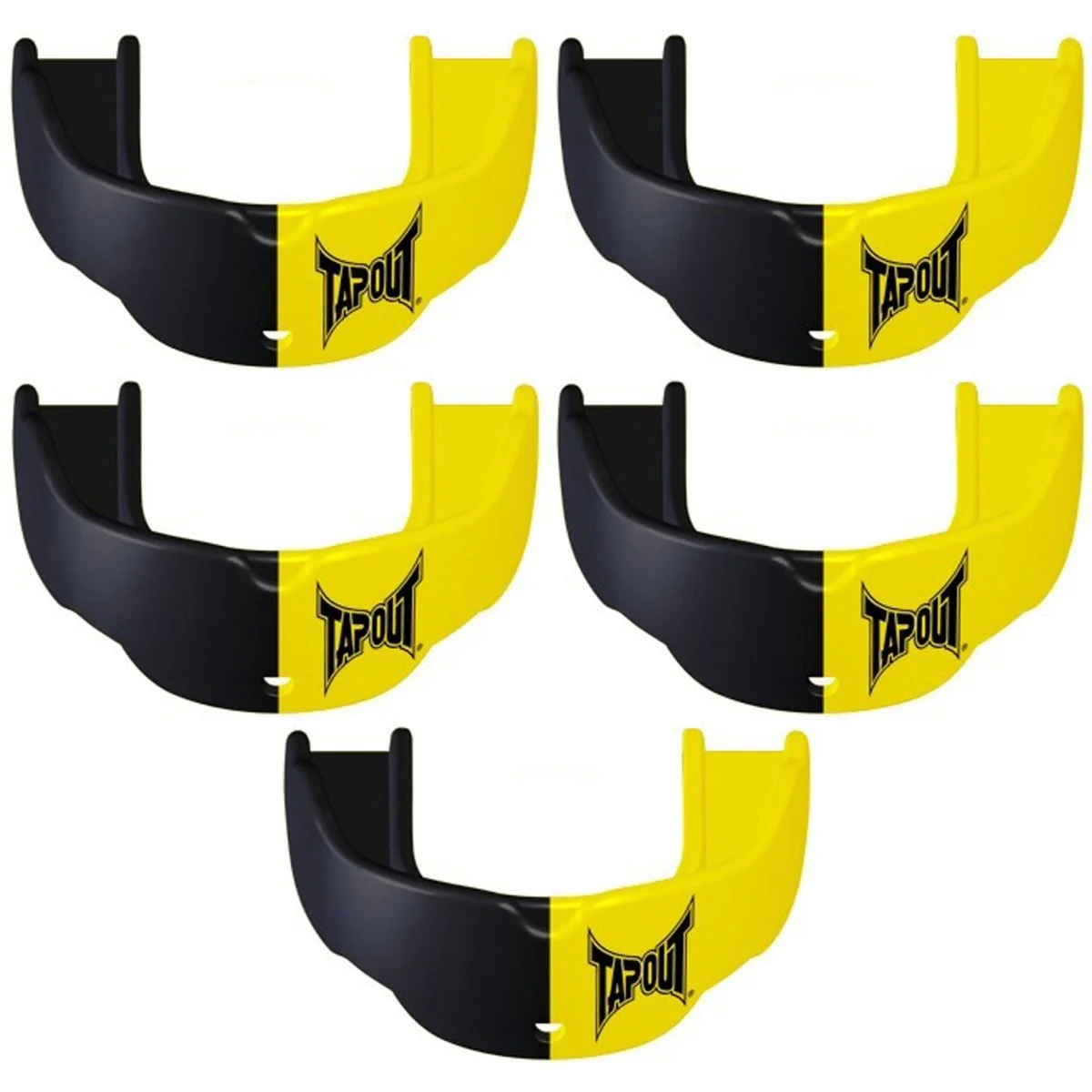Tapout Adult Protective Sports Mouthguard with Strap 5-Pack - Yellow/Black